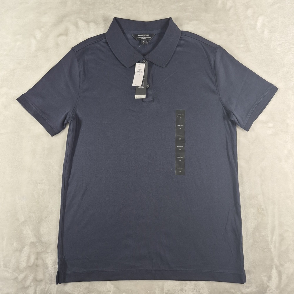 Banana Republic Luxe Touch Performance Polo Shirt Men's Medium Blue Slim Fit NWT